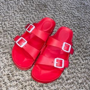 Red rubber sandals